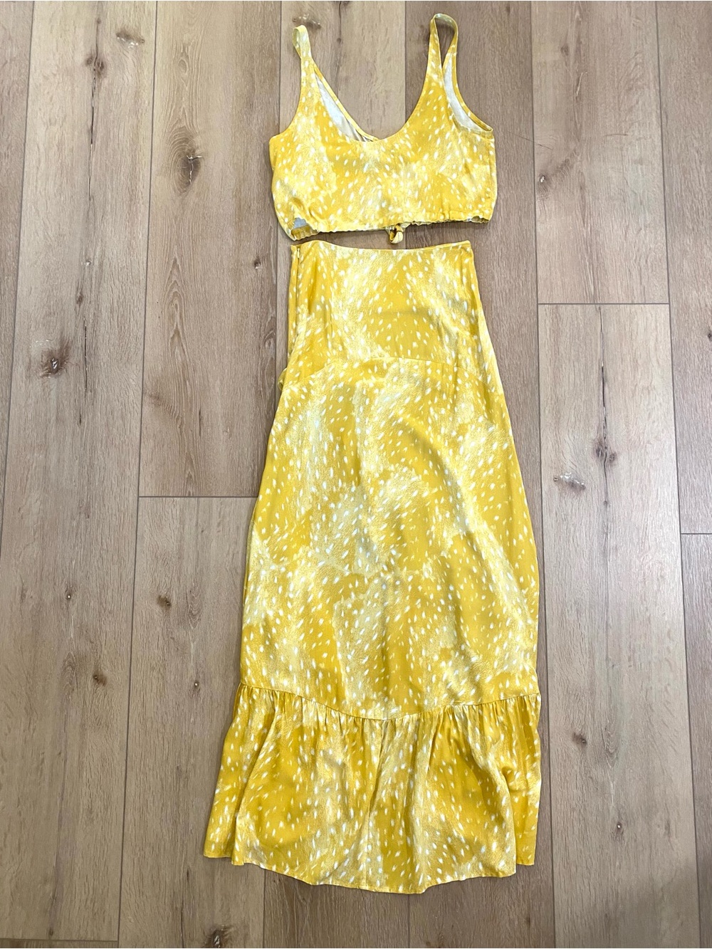 Stillwater Dress Yellow High Low Ruffle Maxi Dress Set Boho Festival Size XS - Picture 4 of 11